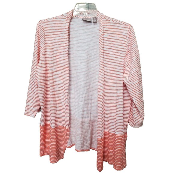 Chico's 100% Cotton Stripe Play Open Front Knit Jacket Size 3 (XL) - Picture 1 of 7